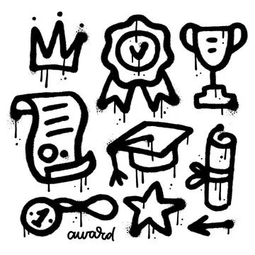 Hand drawn AWARD various elements set in sprayed urban graffiti style. Each イラスト素材