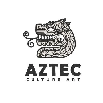 Hand drawn aztec dragon head vector Stock Illustration