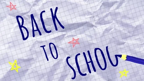 Hand drawn Back to School animation with pencil on crumpled paper Vídeos de archivo 342033543