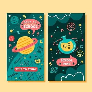 Hand drawn back to school banners template Stock Illustration
