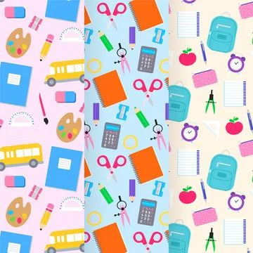 Hand drawn back to school pattern collection 스톡 일러스트