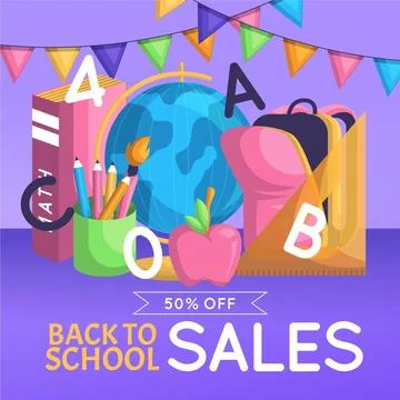 Hand drawn back to school sales Stock Illustration