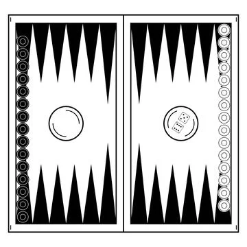 Hand drawn backgammon. Board game common in the east. Vector illustration Stock Illustration