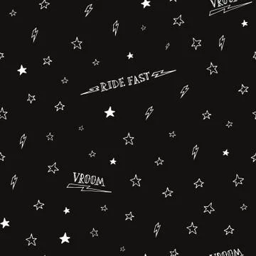 Hand drawn background biker pattern Stock Illustration