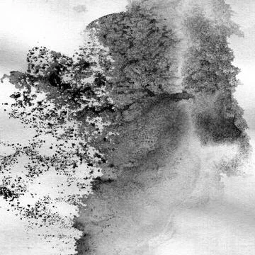 Hand Drawn Background with Black and White Watercolor Splashes. Illustrazione stock