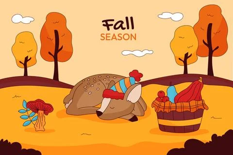 Hand drawn background for fall season Stock Illustration