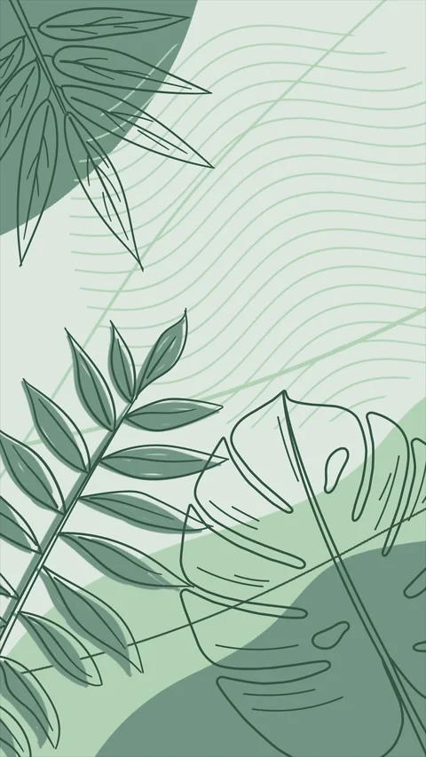 Hand drawn background with leaves and geometric shapes on a seamless loop Stock Footage 310261680