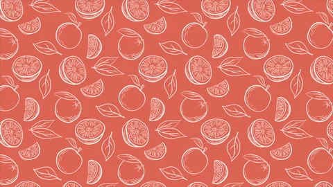 Hand drawn background with oranges on a seamless loop Stock Footage 309122486