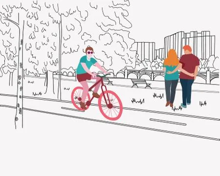 Hand drawn background in the park on weekend illustration Stock Illustration