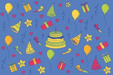Hand-drawn background with party elements Illustrazione stock