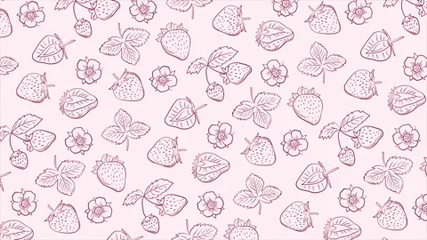 Hand drawn background with strawberries on a seamless loop Stock Footage 309542848