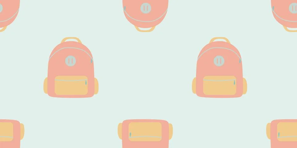 Hand drawn backpack or School bag seamless pattern. Vector flat or cartoon il イラスト素材