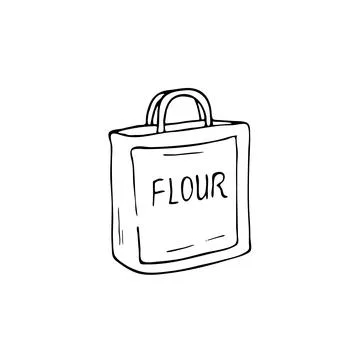 Hand-drawn bag of flour Stock Illustration