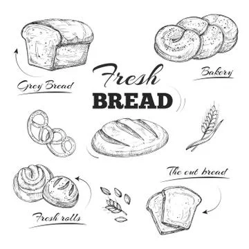 Hand drawn bakery cafe menu. Vector template Stock Illustration