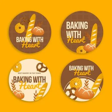 Hand drawn bakery labels template Stock Illustration