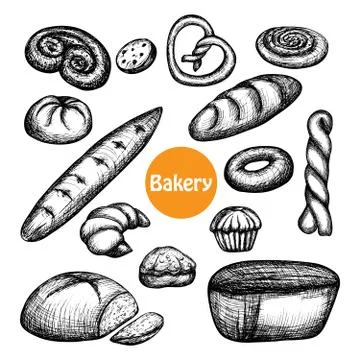 Hand Drawn Bakery Set Illustrazione stock