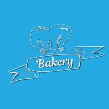 Hand Drawn Bakery text with chef s hat Stock Illustration