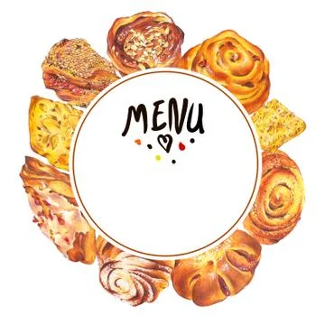Hand drawn baking round frame Stock Illustration