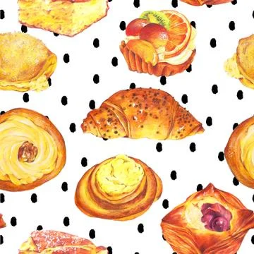 Hand drawn baking seamless background Stock Illustration