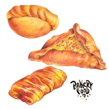 Hand drawn baking set isolated on a white background Stock Illustration