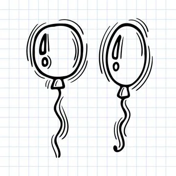 Hand drawn balloons icon on checkered background. Birthday doodle Stock Illustration