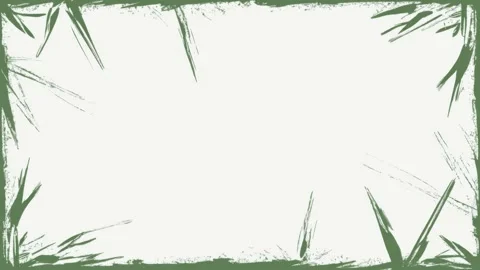 Hand drawn bamboo leaf frame border with copy space text overlay seamless loo Stock Footage 342043035