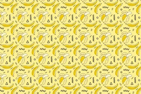 Hand Drawn Banana pattern Stock Illustration