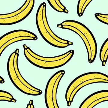 Hand drawn banana pattern Stock Illustration