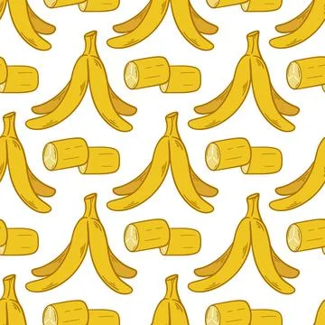 Hand drawn banana seamless pattern Stock Illustration
