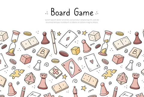 Hand drawn banner template of board game Stock Illustration