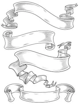 Hand-Drawn Banners Set Stock Illustration
