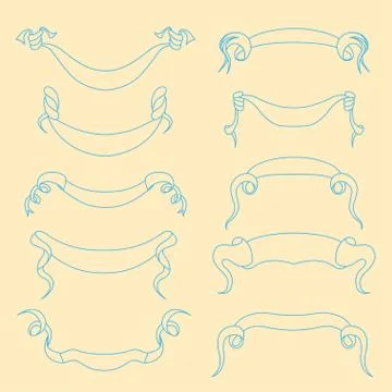 Hand-drawn banners set. Vector illustration isolated on white Illustrazione stock