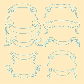 Hand-drawn banners set. Vector illustration isolated on white Stock Illustration