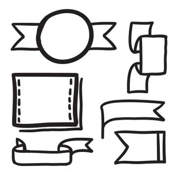 Hand drawn banners set vector icons illustration. Stock Illustration