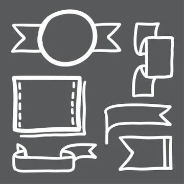 Hand drawn banners set vector icons illustration. Stock Illustration