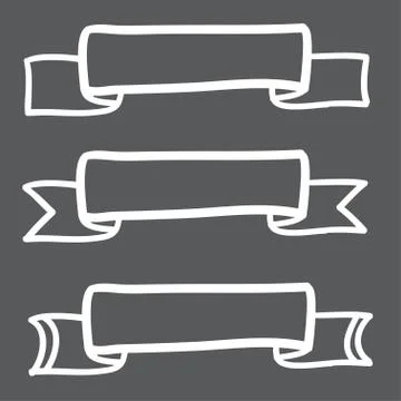 Hand drawn banners set vector icons illustration. Stock Illustration