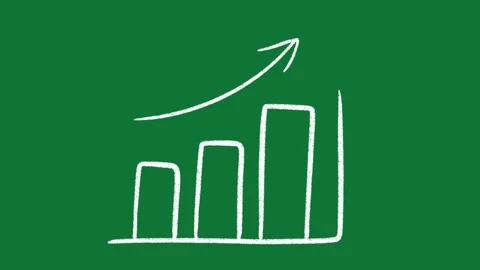 Hand-Drawn Bar Chart Growth Graph 2D Animation on Green Screen Stock Footage 334608962