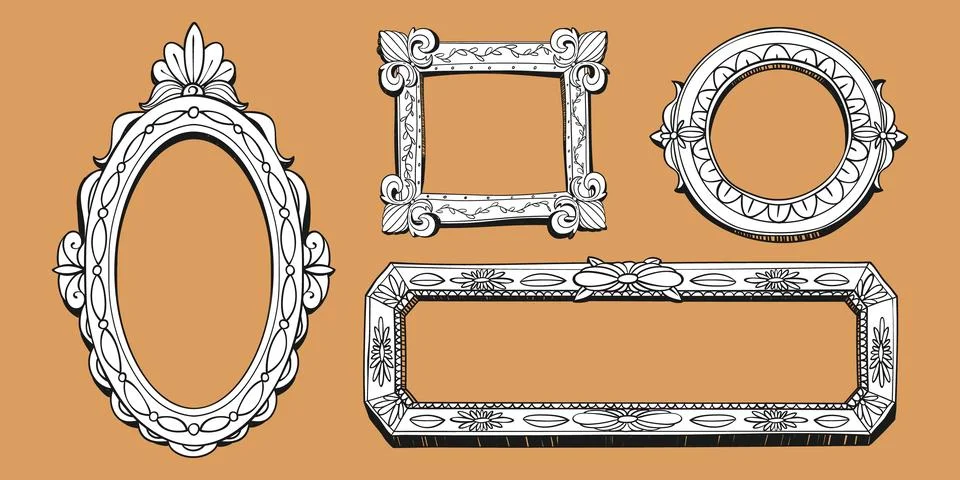 Hand drawn baroque frames set Illustrazione stock