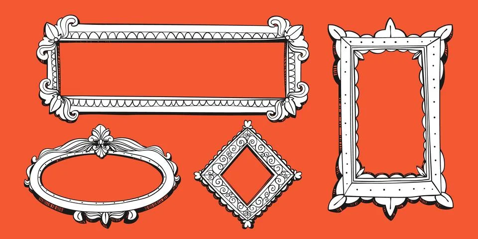 Hand drawn baroque frames set Illustrazione stock