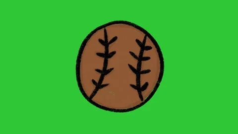 Hand-Drawn Baseball Ball Animation | Sports Ball Icon 2D Animation | Game Stock Footage 332615047