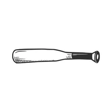 Hand drawn baseball bat. Doodle Stock Illustration