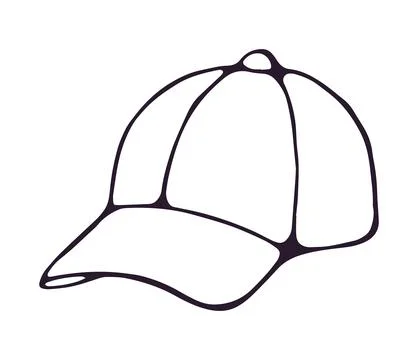 Hand drawn baseball cap doodle illustration isolated on white background Stock Illustration