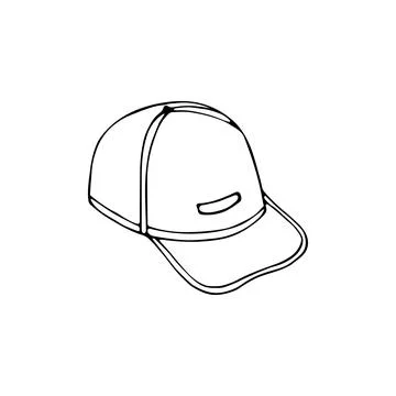 Hand-drawn baseball hat outline doodle icon. Sunshade cap isolated on white Stock Illustration