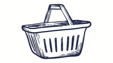 Hand drawn basket with handle in simple sketch style, ordinary animation, s.. Stock-Footage 341429054