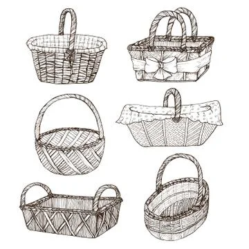 Hand drawn baskets Stock Illustration