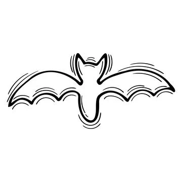 Hand drawn bat. Doodle style silhouette of animal. Sketch design. Halloween Stock Illustration