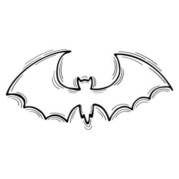Hand drawn bat. Doodle style silhouette of animal. Halloween. Sketch Stock Illustration
