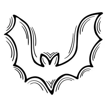 Hand drawn bat. Doodle style silhouette of animal. Sketch design Stock Illustration
