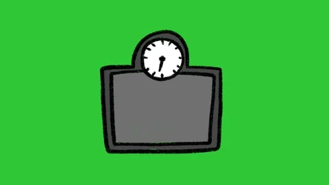 Hand-Drawn Bathroom Weight Scale Animation on Green Screen | 2D Vector Fitness Stock Footage 332615031
