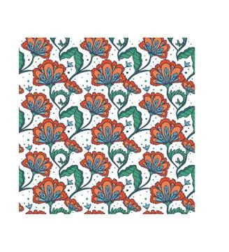 Hand drawn batik flower pattern Stock Illustration